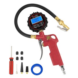 FOVAL Digital Tire Inflator with Pressure Gauge 250 PSI Air Chuck Compressor Accessories with Rubber Hose and Quick Connect Coupler for 0.1 Display Resolution (1)