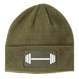Kings Of NY Barbell Workout Gym Winter Knit Adult Beanie Hat Olive Green