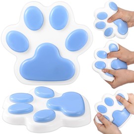 Hiboom 1 Pcs 6 Inch Big Cat Paw Stress Relief Toy Kawaii Cute Squeeze Squishy Gifts Silicone Claw Fidget Sensory Toys Decompression for Adult Desk Stress Relief Party Favor(Blue, White)