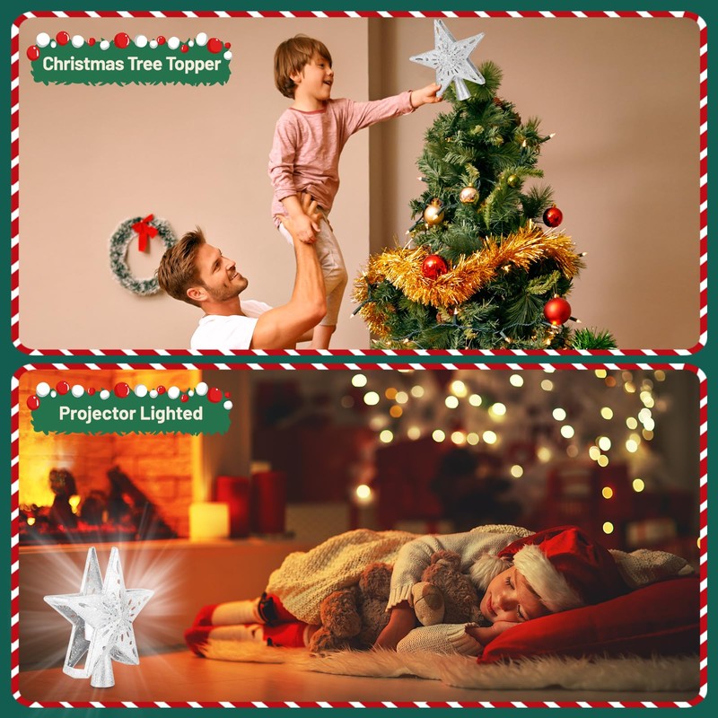 LED Rotating Tree Topper Light Projector with 6 Slides -