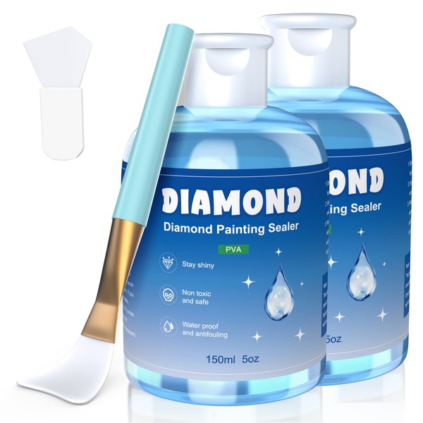 GHHKUD Diamond Painting Sealer 300ML, Diamond Art Glue with Brushes,
