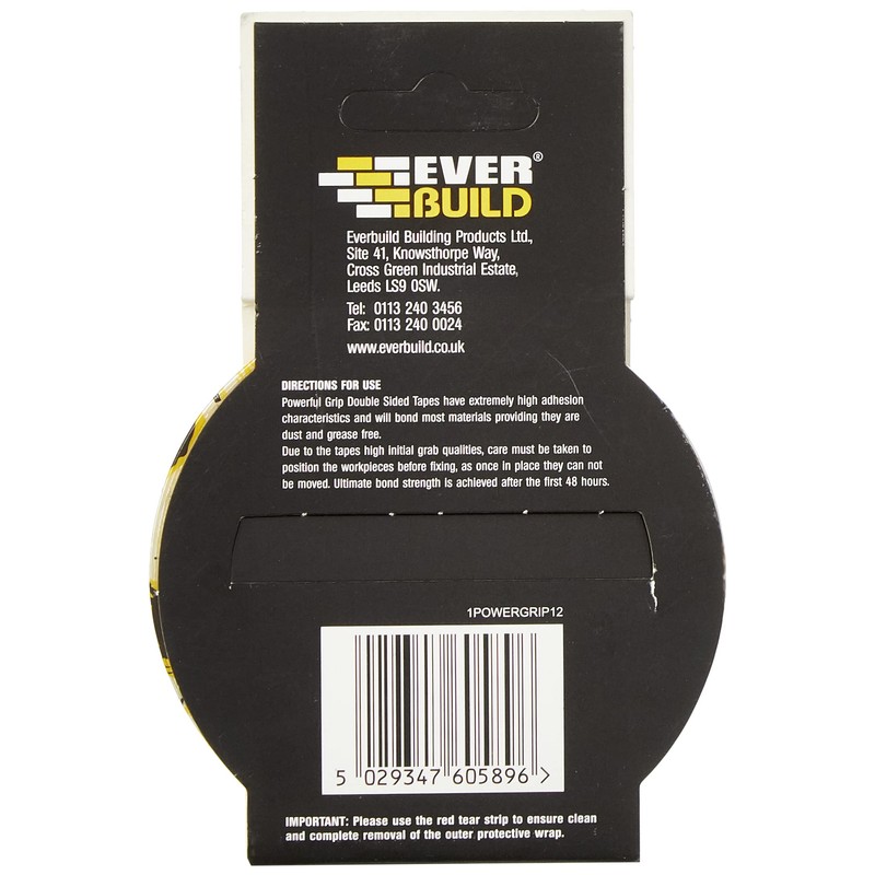 Everbuild Mammoth Powerful Grip Tape, Reinforced Double Sided Tape, Clear,