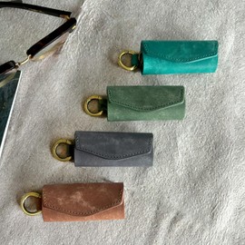 Leather Expression: Compact Key Case, Leathercraft, Made in Japan, Genuine Leather, Mini Key Holder, Smart Key, Men's, Women's, Small, Minimalist, Italian Leather Dark Green