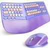 Wireless Ergonomic Keyboard and Mouse Combo with PU Wrist Rest,