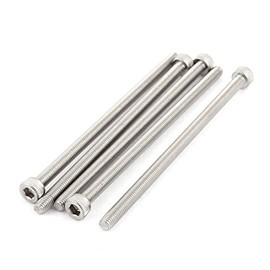 uxcell M5x100mm Thread 304 Stainless Steel Hex Socket Head Cap Screw Bolt DIN912 5pcs