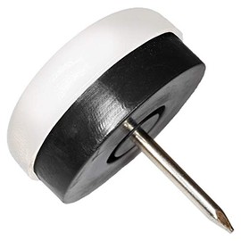 Adsamm® / 32 x Glides in plastic with nail and rubber cushion | Ø 0,98'' (Ø 25 mm) | white | round | Premium quality furniture sliders with bumper and nail by Adsamm®