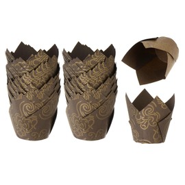 uxcell 200 Pcs Tulip Baking Cups Cupcake Muffins Liners Paper Greaseproof Wrappers for Wedding Party Festivals Christmas, Coffee/Gold