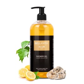 Bella Vita Luxury Gel De Ducha Klub Man Para Hombre | Gel De Ducha Para Hombre(500 Ml)| Limpieza Profunda, Hidratación Y Humectación Con Extracto De Aloe Vera Y Polvo De Carbón | Apto Para Todo Tipo