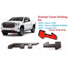 Auto Front Grill Matte Black AT4 OVERLAY Emblem 2023+ Sierra 1500 2500HD3500HD Canyon