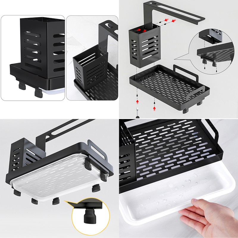 Kitchen Sink Caddy Organizer 304 Stainless Steel Sponge Soap Brushes