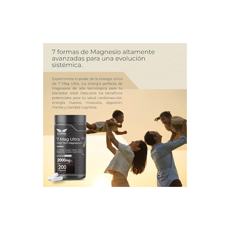 Eternal Nutrition Seven Mag Ultra Magnesio Complex 200 Cápsulas Glicinato
