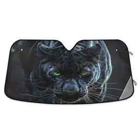 GOODOLD Black Leopard Windshield Sun Shade for Cars, Trucks, SUVs - UV Rays Defense, Folding Front Auto Sunshade, Vehicle Interior Cooler (57x31.5 Inch)