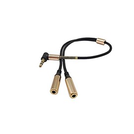 Audio Splitter Cable, Haokiang 90 Degree 3.5mm Male to 2 Female Jack Headphone Audio Stereo Gold Plated Y Splitter Adapter Cable for Tablets, MP3 Players (Gold)