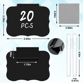 DANRONG 23PCS Basket Labels Clip On, 20 Removable Labels for Storage Bins, Kitchen Pantry Label, Plastic Storage Bin Label with 2 Chalk Markers & 1 Wipe, Label Holder, Basket Tags, Bin Clips (Black)