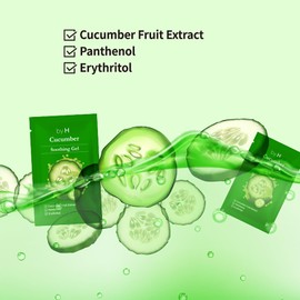 by.H Pure Cucumber Gel Organic Pouch (30 PC) - Skin Care Cucumber Cooling Gel with Extracts for Sunburn and Soothing Relief | Food Grade Non-Sticky Formula for Sensitive Skin