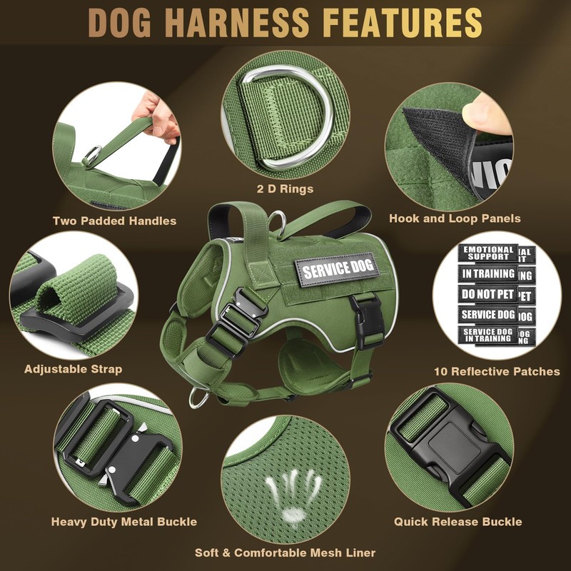 WINSEE Tactical Dog Harness for Large Dog, Heavy Duty Service