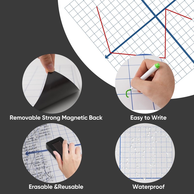 Magnetic XY Coordinate Dry Erase Grid, 35" x 35" Inches,
