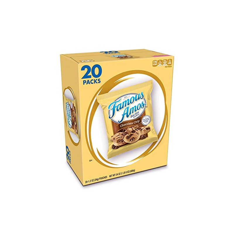 Famous Amos Cookies, Bite Size Chocolate Chip, Single Serve, 1.2