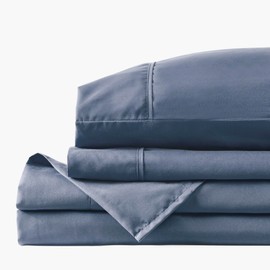 PeachSkinSheets French Blue Sheet Set - 1500tc Level of Softness - Extra Soft Cooling Sheets for Hot Sleepers and Night Sweats - XL Twin Size