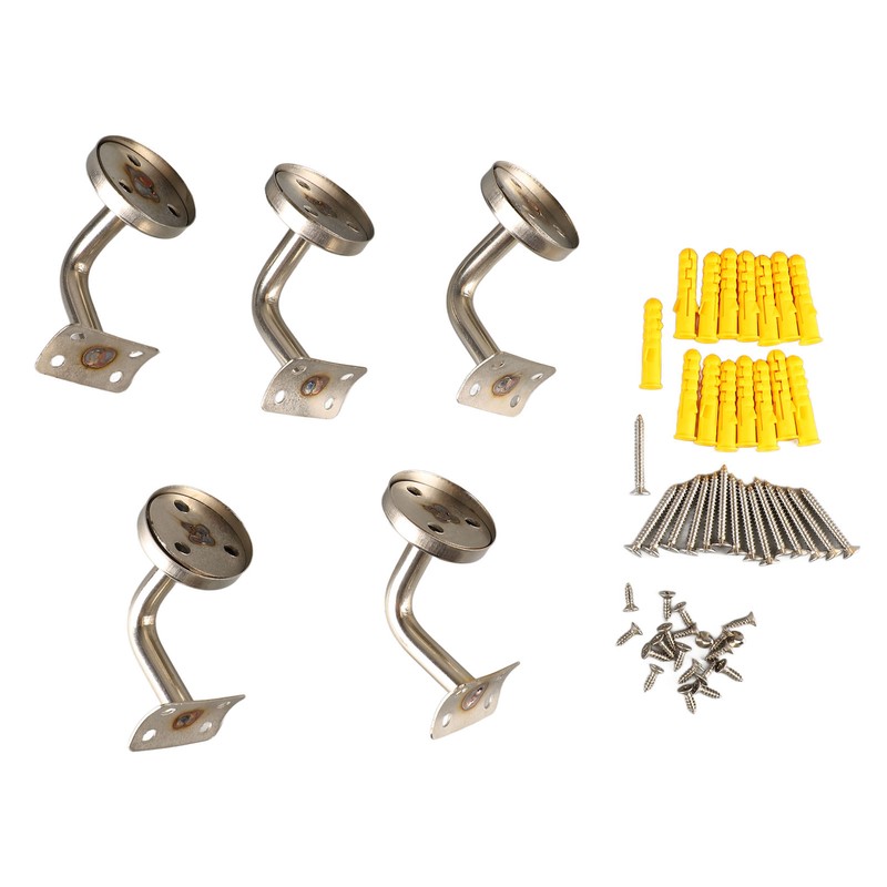 5Pcs Wall Handrail Bracket Practical Robust Wall Mounted Stainless Steel