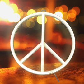 OSALADI Peace Symbol Neon Sign LED Neon Wall Night Light Decoration USB Powered Peace Neon Light Up Sign for Room Aesthetic Room Bar Gaming Room Wall Decor, Warm White, 1 Pack