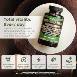 Gade Nutrition Resveratrol Berberine Quercetin Grape Seed Extract Green Tea Extract N-Acetyl Cysteine - 14 in 1 Complex Supplement for Women & Men wit