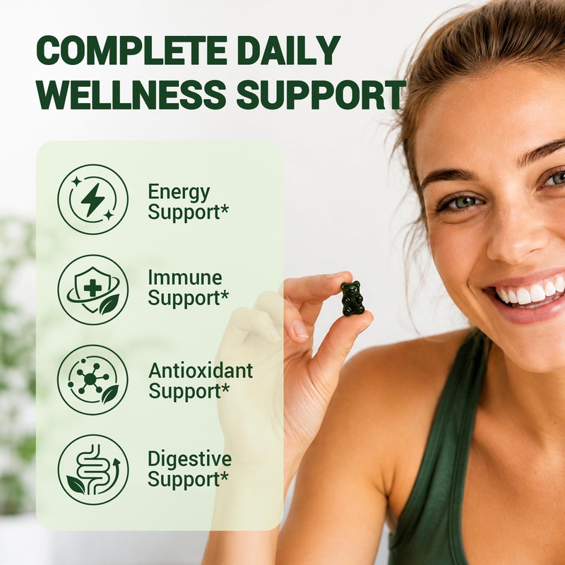 Greens Gummies, Green Supplements with Multivitamins & Minerals | Sugar