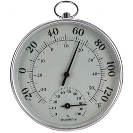 Indoor Outdoor Thermometer Wireless - Weather Dial Hygrometer Thermometer, No Battery Required Hanging Hygrometer for Wall, Table, Car, Greenhouse or Decorative, Round 4" in Diameter