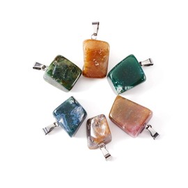 Beadthoven 24pcs Natural Indian Agate Pendants Irregular Healing Stone Crystal Chakra Reiki Nugget Tumbled Rock Gemstone Charm Beads for DIY Necklace Jewelry Making