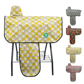 Stylish Floral Oxford Fabric Western Saddle Covers - Durable & Waterproof for Western Horse Saddle-（Yellow Triangle）