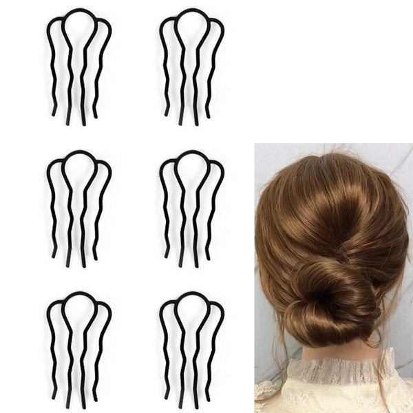 6 Piece Metal Hair Fork Clip Hair Side Combs Hair