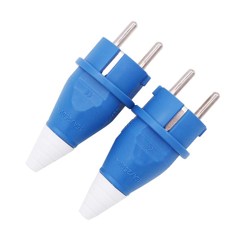 POFET 2Pcs 250V 16A IP44 Waterproof 2 Male Poles +