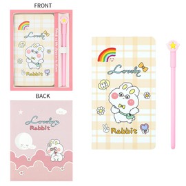 2 in 1 Rabbit Stationery Gift Box Set Includes 1 Pcs Rabbit Bunny Notebook Pocket Journal Hardcover Writing Notepad Diary and 1 Pcs Pen Gift for Birthday Christmas Kids Study Office School Supplies