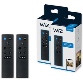 WiZ Remote - Pack of 2 - Works with All WiZ Connected Products - Turn Lights On or Off, Brighten or Dim The Room - Control with WiZ Connected App or Voice Assistant - No Hub Required - Black