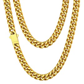 Gold Chain Necklace Women Gifts for Boyfriend Curb Chain Hip Hop Jewelry Men Stainless Steel Cuban Link Chain for Men