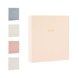 Sugar Paper Baby Keepsake Book, Memory Book from Pregnancy to First Year, Milestone Journal with Pocket Storage, Baby Shower Idea, Gender Neutral Gift, Cloth Hardcover, Pale Pink