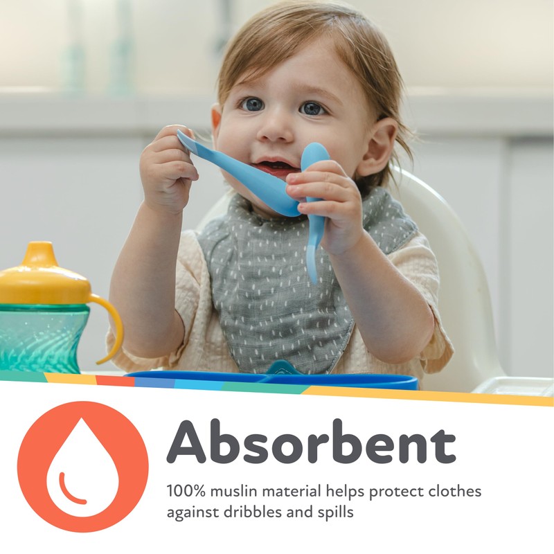 Nuby 100% Natural Cotton Muslin Bib - Bib with Teething