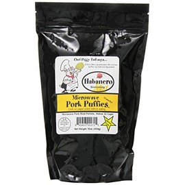 Chef Piggy Tail Microwave Pork Puffies Pork Rinds, Habanero, 16 Oz