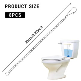 OQXEJPHFN 8 Pcs Toilet Flapper Chain, Universal Stainless Steel Toilet Handle Chains with Hook, Adjustable Length Replacement Kit