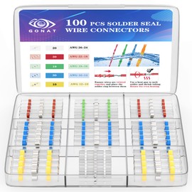 Gonat 100 Pcs Solder Seal Wire Connectors, Waterproof Insulated Heat Shrink Wire Connectors, Weatherproof Butt Splice Electrical Connectors, Wire Terminals for Automotive, Marine, and DIY Projects