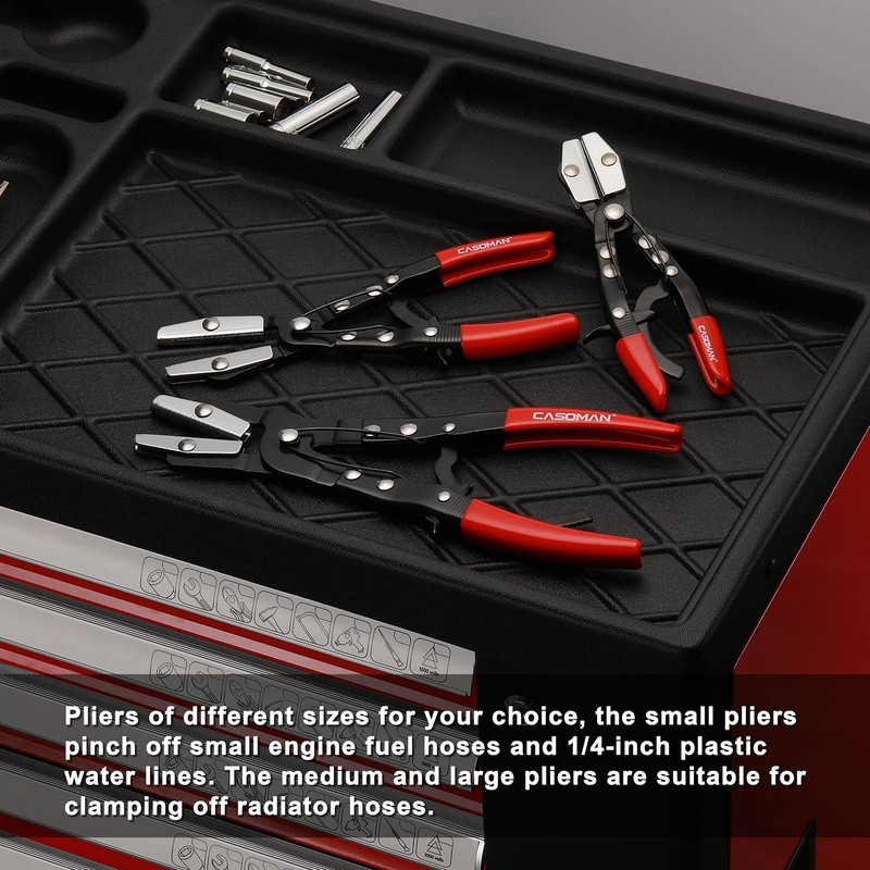 CASOMAN 3-Piece Ratcheting Hose Pinch Off Pliers Set, 8", 10",