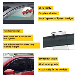 PLDDE 4pcs JDM Smoke Tint Window Visors Compatible with 2017-2024 Mazda CX5 CX-5 Outside Mount Tape On/Clip On Style PVC Sun/Rain Guard Vent
