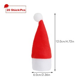 BYZANDQI Mini Christmas Hats, Set of 20, Small Santa Hat, Santa Hat for Wine Bottles, Christmas Decoration, Table Decoration (6 x 12 cm)