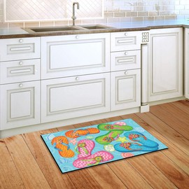 Summer Flip Flops Nautical Doormat Seashells Indoor Outdoor 18" x 30"