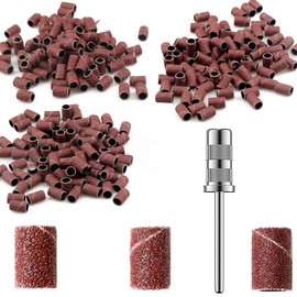YUTOU Nail Sanding Caps 150 Pieces Sanding Sleeves with 1 Piece Nail Drill Sanding Sleeves Nail Cutter Attachment 80/120/180 GRIT for Manicure Nail Design Nail Care Nail Art