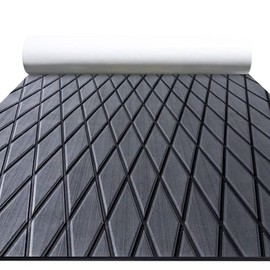 FOCEAN Boat Flooring EVA Foam Boat Decking Marine Mat Non-Slip Self-Adhesive Flooring Sheet for Motorboat Kayak Surfboard Garden Swimming Pools, 94.5''x 47.2'', Dark Grey with Black Lines