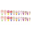 24Pcs Spring Summer Press on Nails Medium Almond Flower Fake