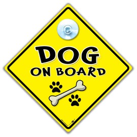 iwantthatsign.com Autoschild mit Aufschrift "Dog on Board", gelbes Diamant-Warnschild mit Saugnapf, Haustier-Sicherheits-Fahrzeug-Display