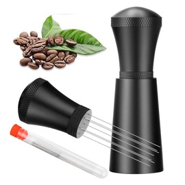 WDT Tool,Espresso Distribution Tool,7 Needles 0.35mmEspresso Coffee Stirrer,Coffee Distribution Tool with 7Extra Needles for Espresso Stirrer Replacement,Aluminum Alloy Handle with Stand