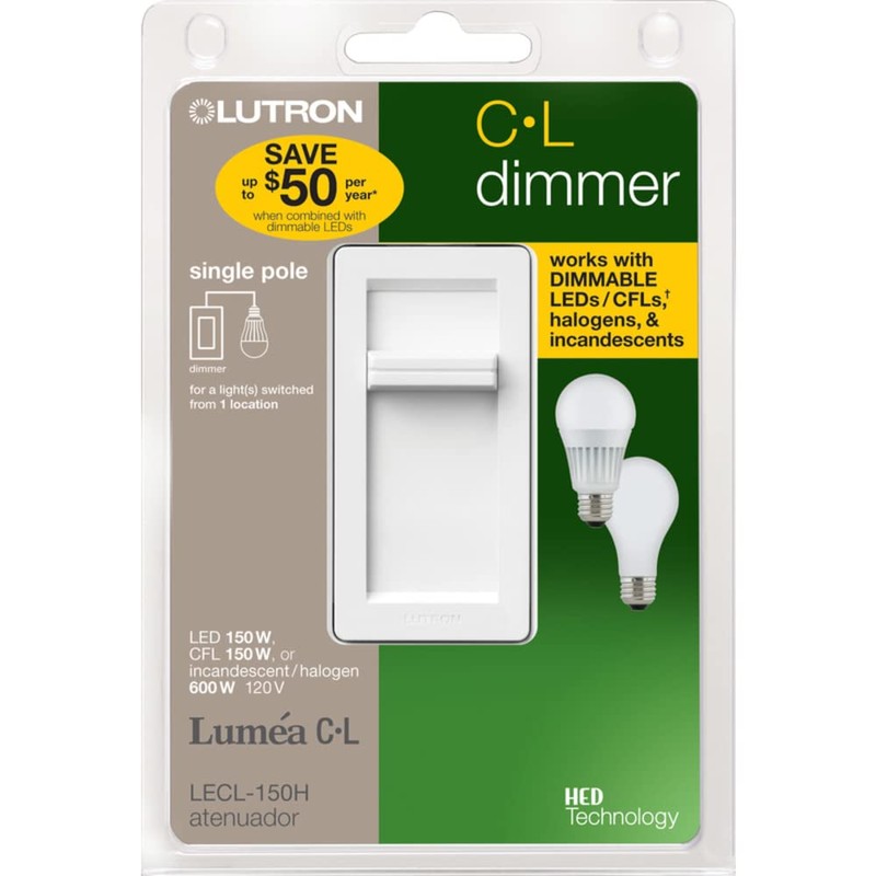 Lutron Lumea C-L White 150 watts Slide Dimmer Switch 1